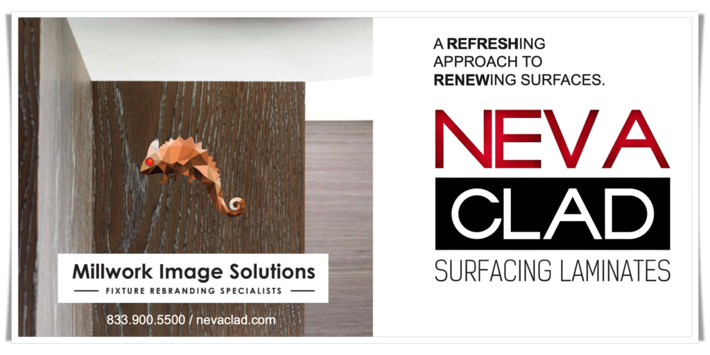 Millwork Image Solutions NevaClad Surfacing Laminates Renewing Refreshing Surfaces Fixture Rebranding